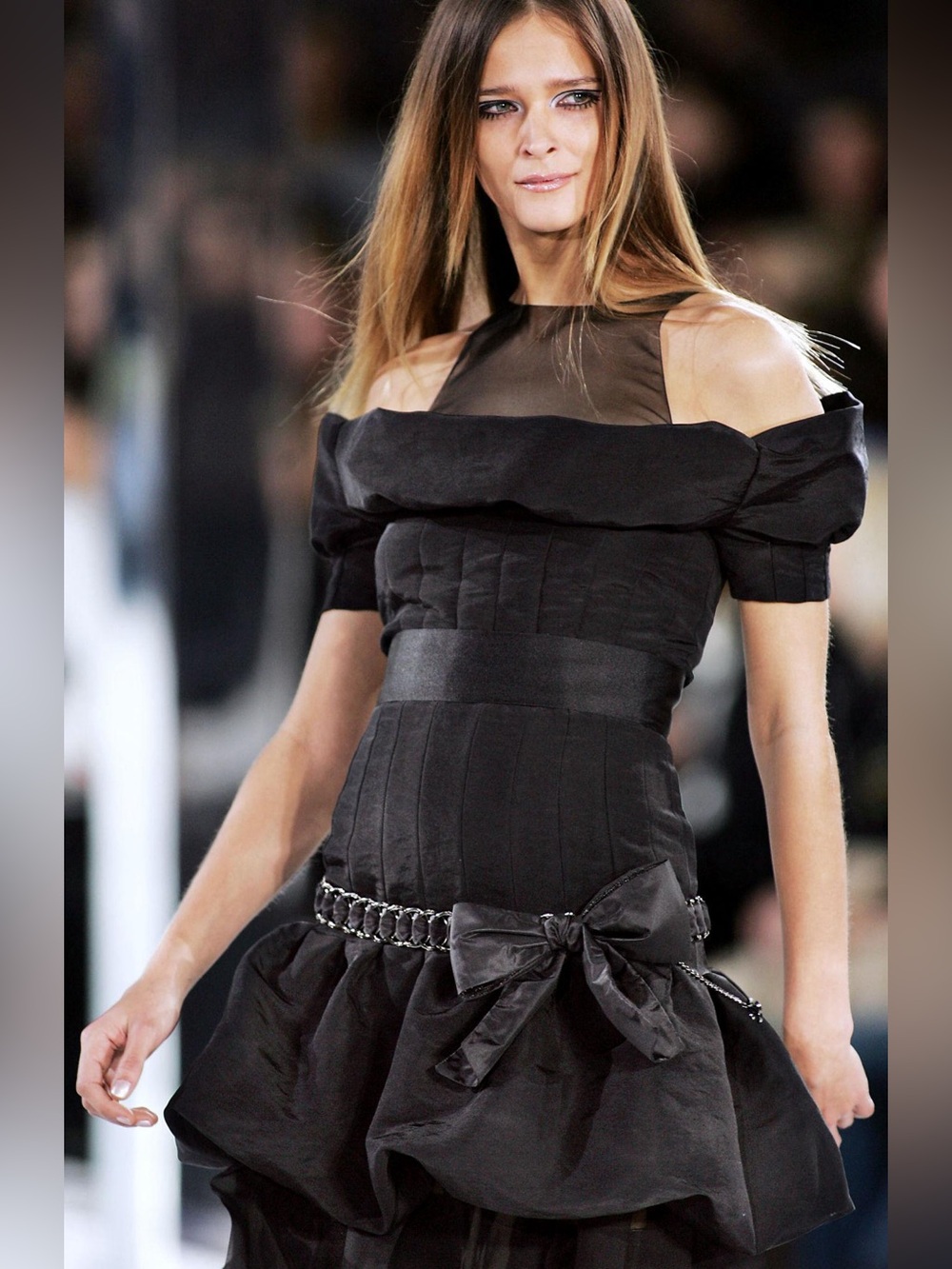 CHANEL Black Off-Shoulder Mini Dress